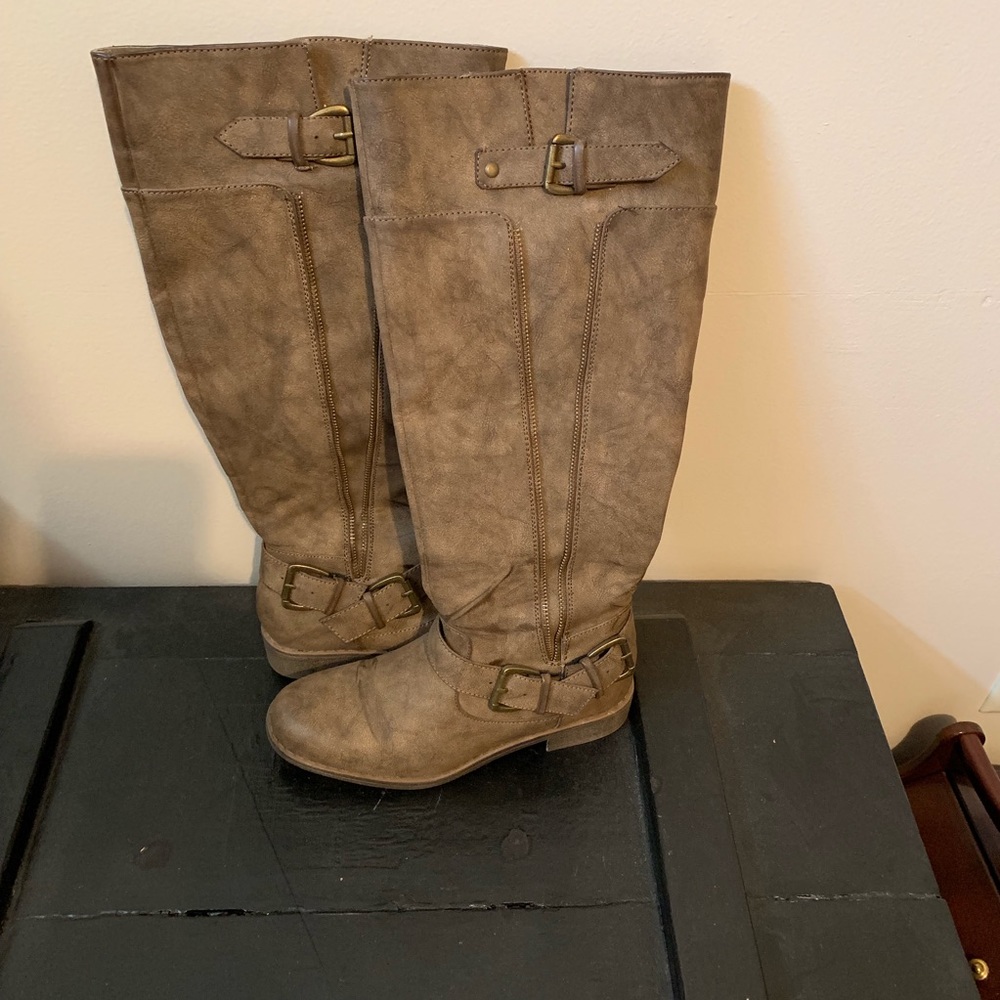 Wide Calf Faux Leather Boots